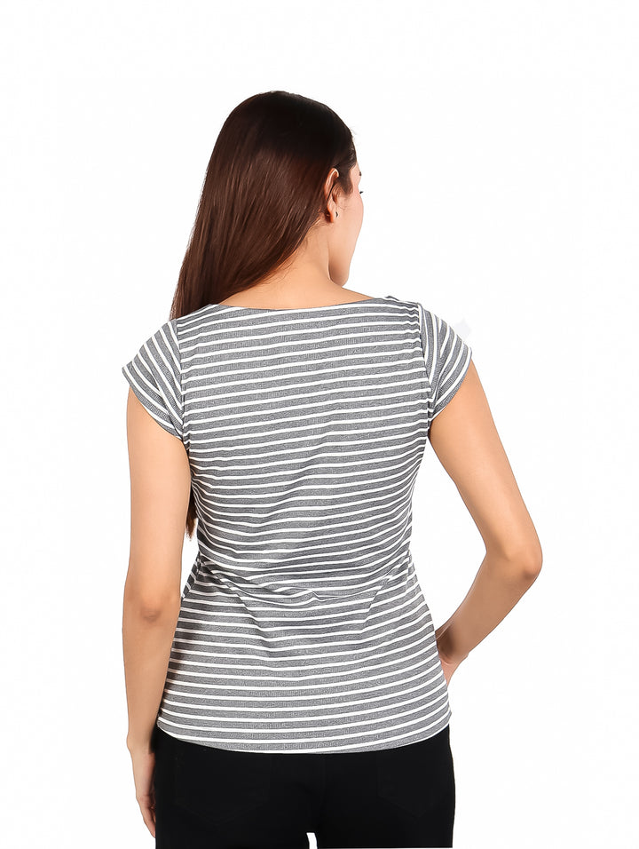 Blusa Exotica Rayas Gris para Mujer