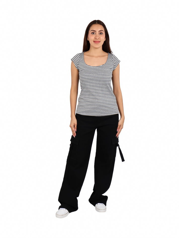 Blusa Exotica Rayas Gris para Mujer
