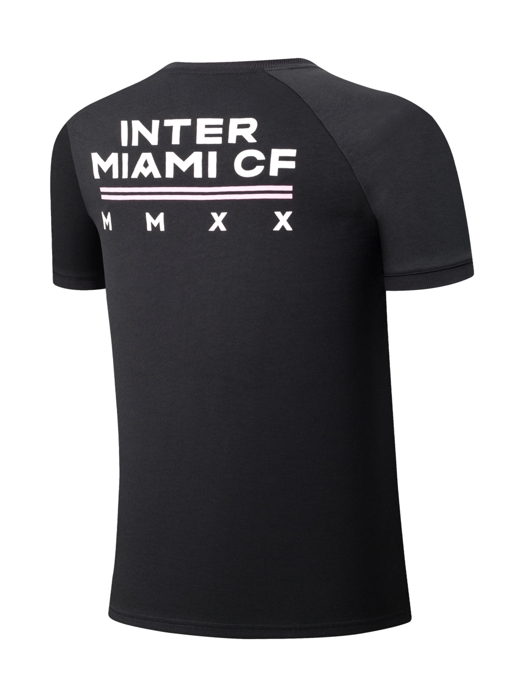 Camiseta deportiva negra de manga corta con el escudo del Inter Miami CF en el pecho.