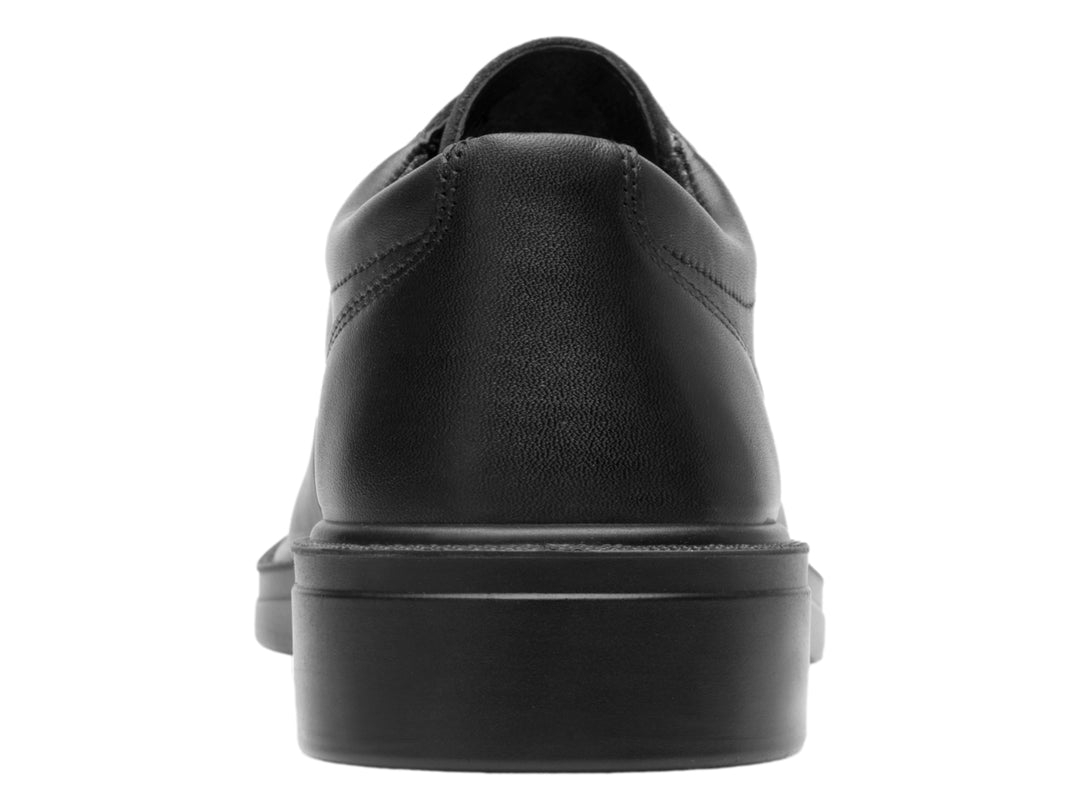 Zapato formal para hombre de color negro, material de cuero liso con cordones.