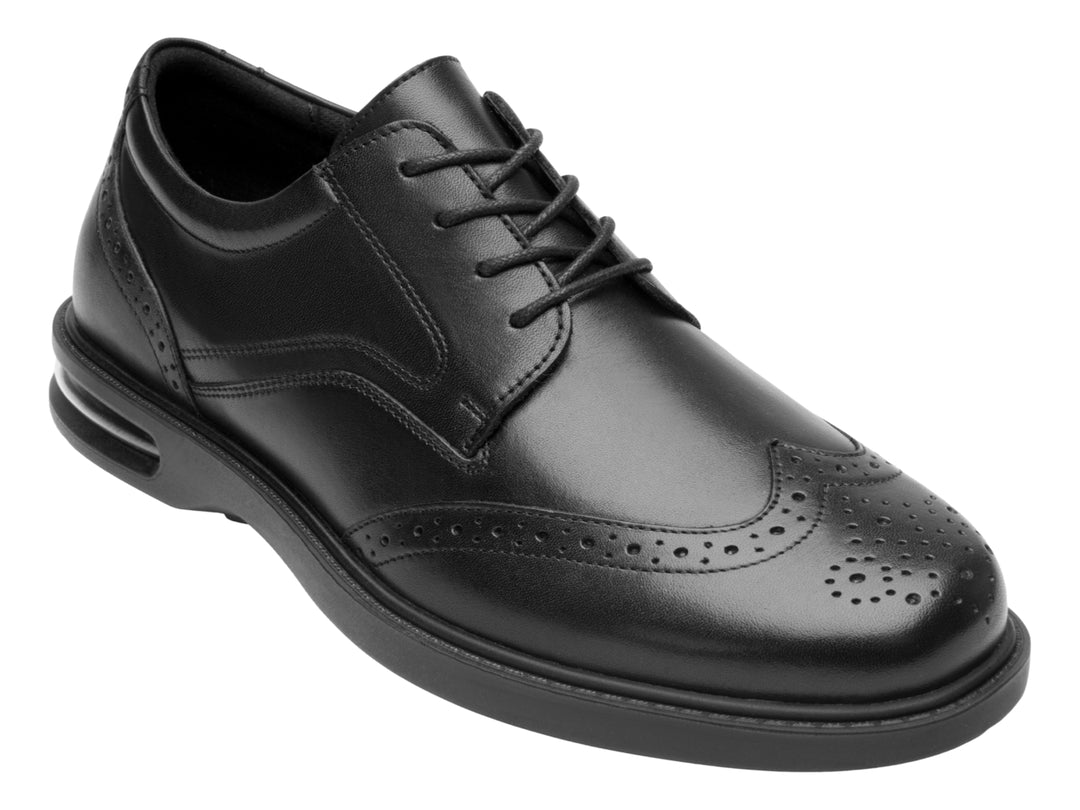 Zapato casual Flexi color negro para hombre con agujetas y detalles perforados.