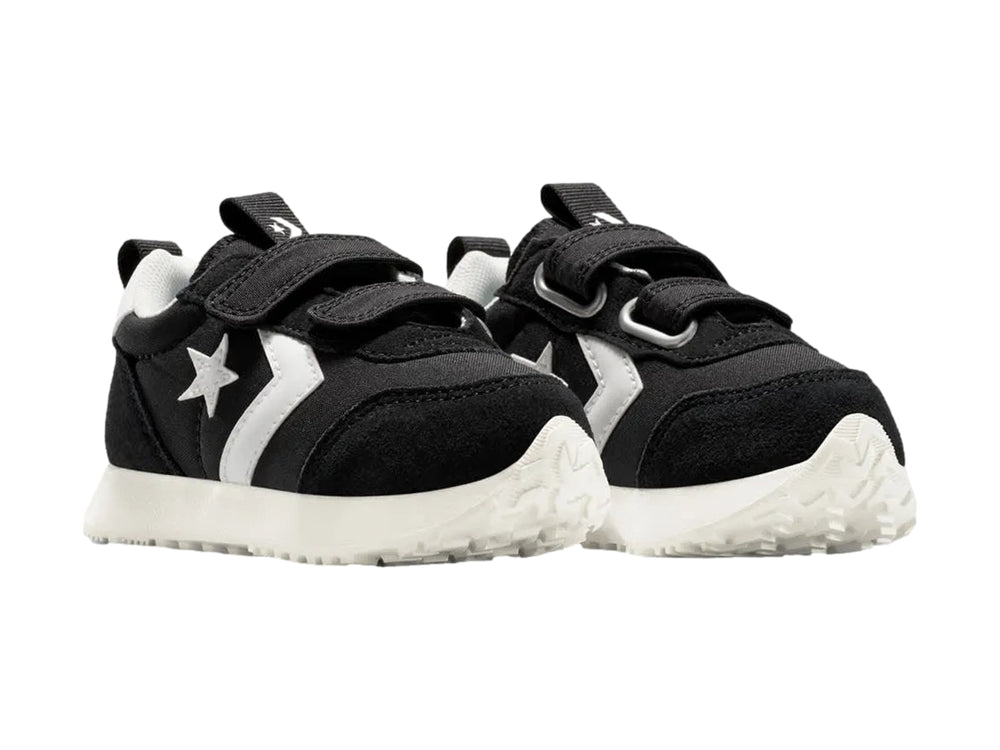 Tenis Converse Omega Trainer Easy-On color negro con suela blanca y cierre de velcro.