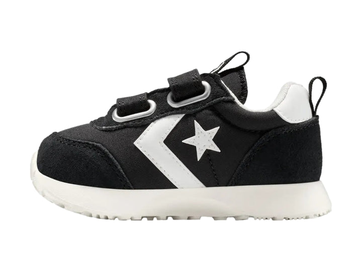 Tenis Converse Omega Trainer Easy-On color negro con suela blanca y cierre de velcro.