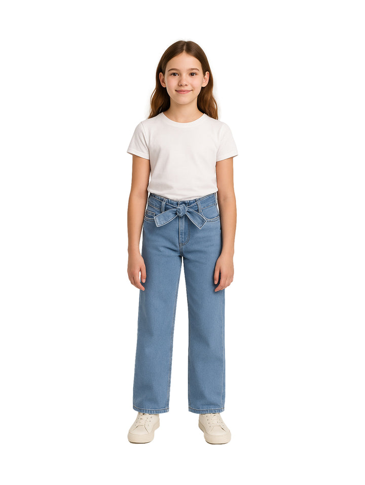 Pantalón Wide Leg Kahua Jeans Color Stone para Niña