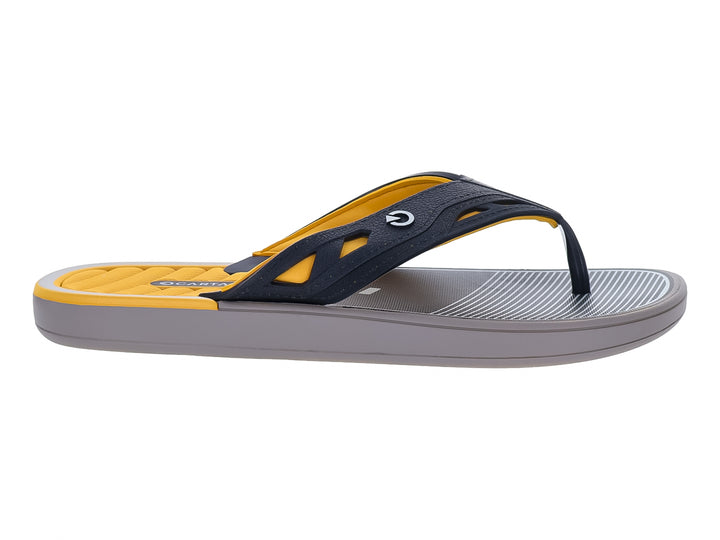 Sandalia Cartago en colores gris, negro y amarillo con diseño casual y deportivo.