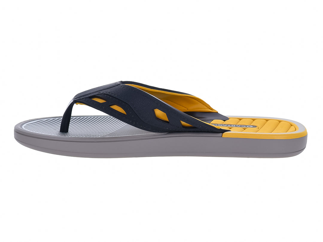 Sandalia Cartago en colores gris, negro y amarillo con diseño casual y deportivo.