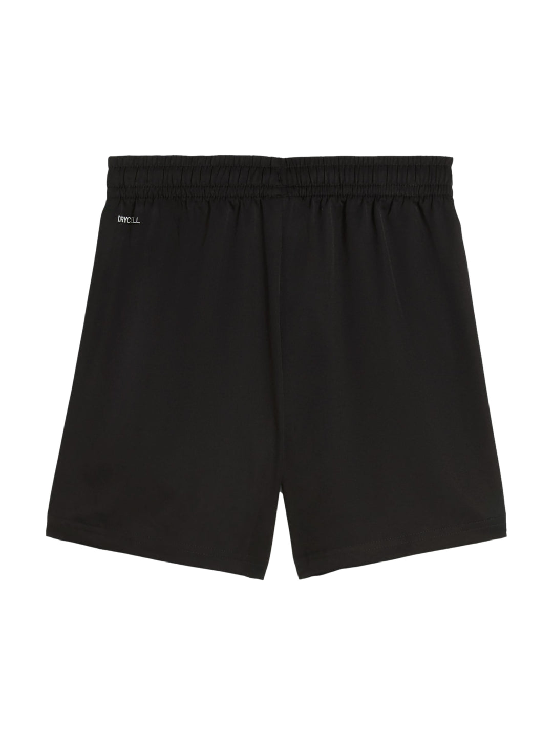 Niño vistiendo shorts deportivos Puma de color negro con logo blanco lateral.