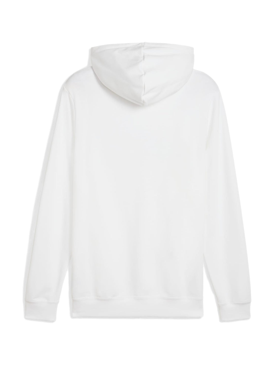 Hombre vistiendo una sudadera con capucha color blanco con logo de PUMA en el pecho.