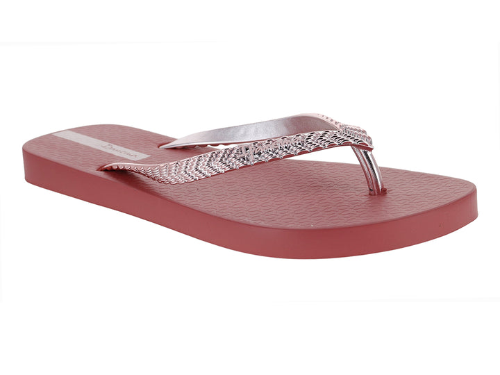 Sandalias rojas con tiras doradas brillantes de la marca Ipanema