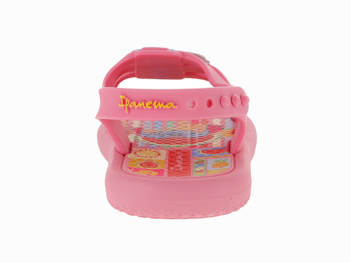 Sandalia rosa para bebé de la marca Ipanema Disney con correa ajustable y detalle decorativo frontal.