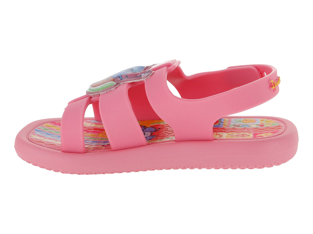 Sandalia rosa para bebé de la marca Ipanema Disney con correa ajustable y detalle decorativo frontal.