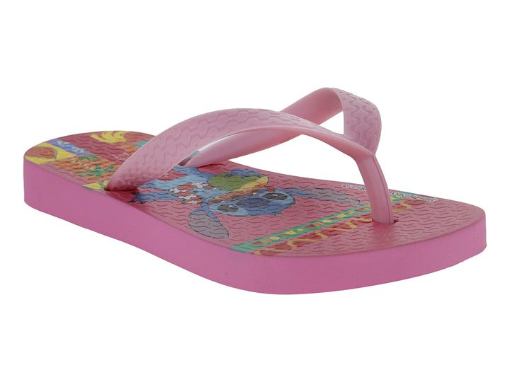 Sandalia de dedo rosa marca Ipanema Disney con estampado del personaje Stitch en la plantilla.
