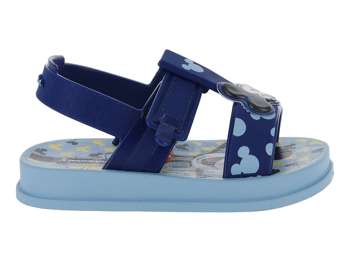 Sandalia infantil Ipanema Disney en tonos azul claro y oscuro con detalles de Mickey Mouse.