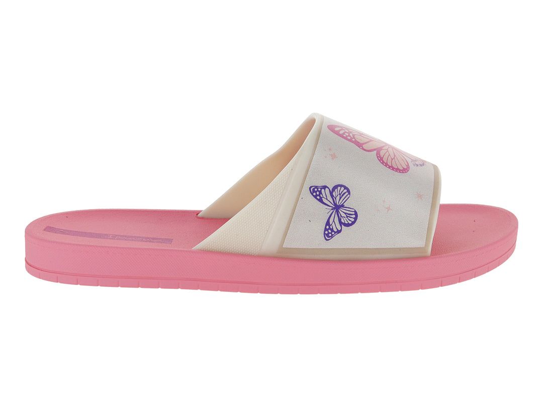 Sandalia Ipanema color rosa y blanco con estampado de mariposas en la banda.