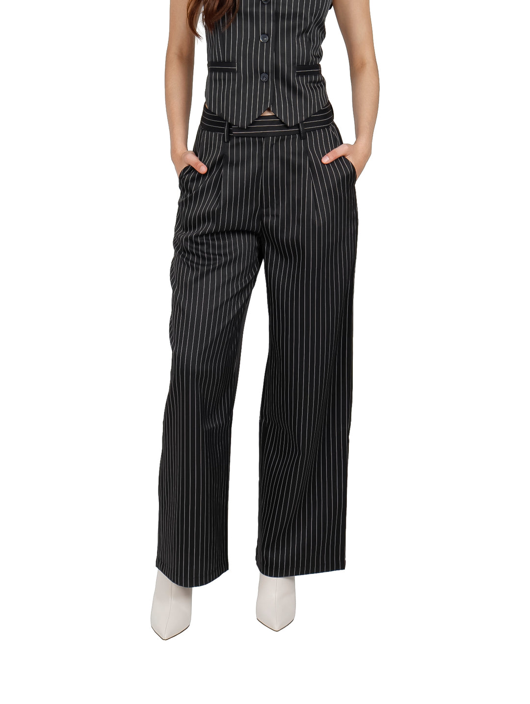 Pantalón de Vestir ATOK Negro Línea de Gis para Mujer