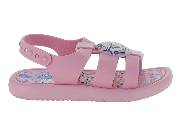Sandalia rosa para bebé de la marca Ipanema Disney con tiras frontales y correa posterior ajustable.