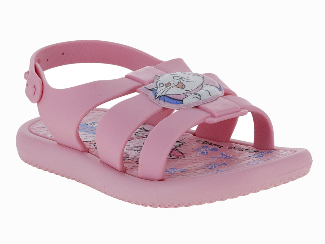 Sandalia rosa para bebé de la marca Ipanema Disney con tiras frontales y correa posterior ajustable.