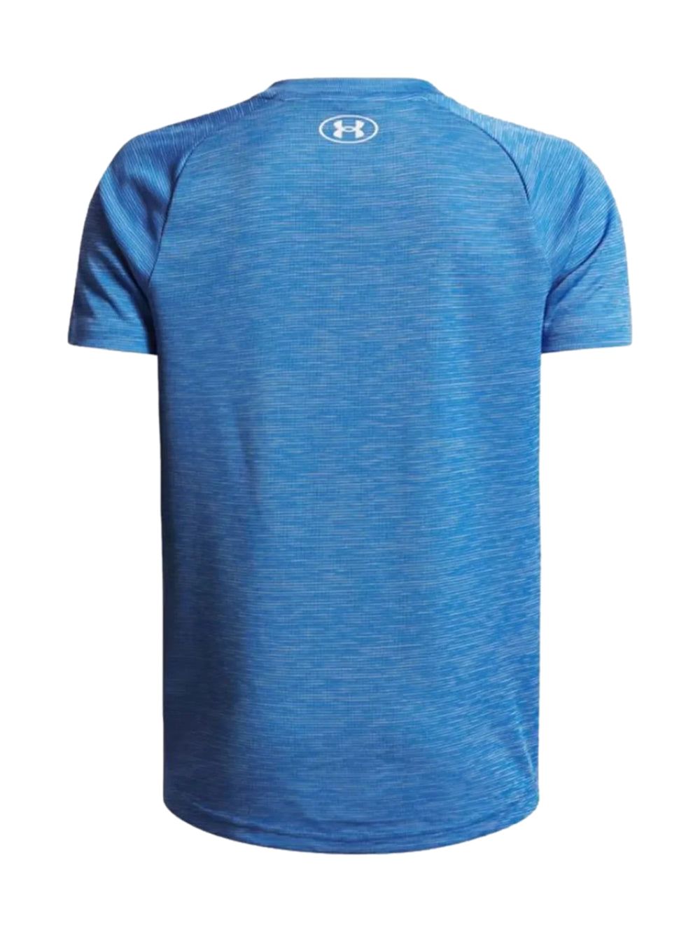 Camiseta deportiva de manga corta color azul con logotipo de Under Armour en el pecho.