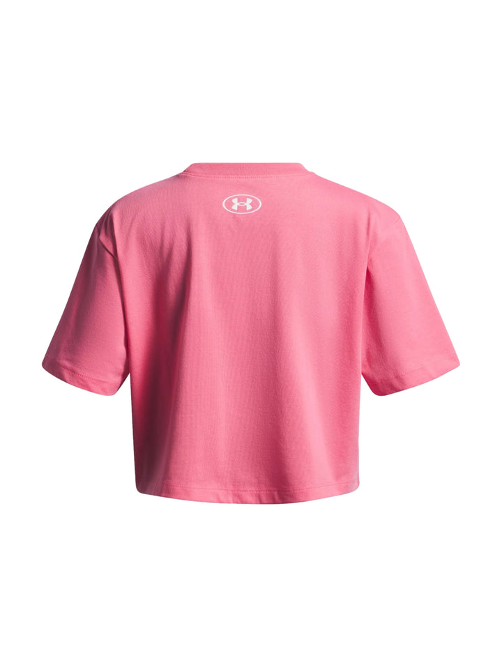 Camiseta corta de color rosa con logo de Under Armour en el pecho.