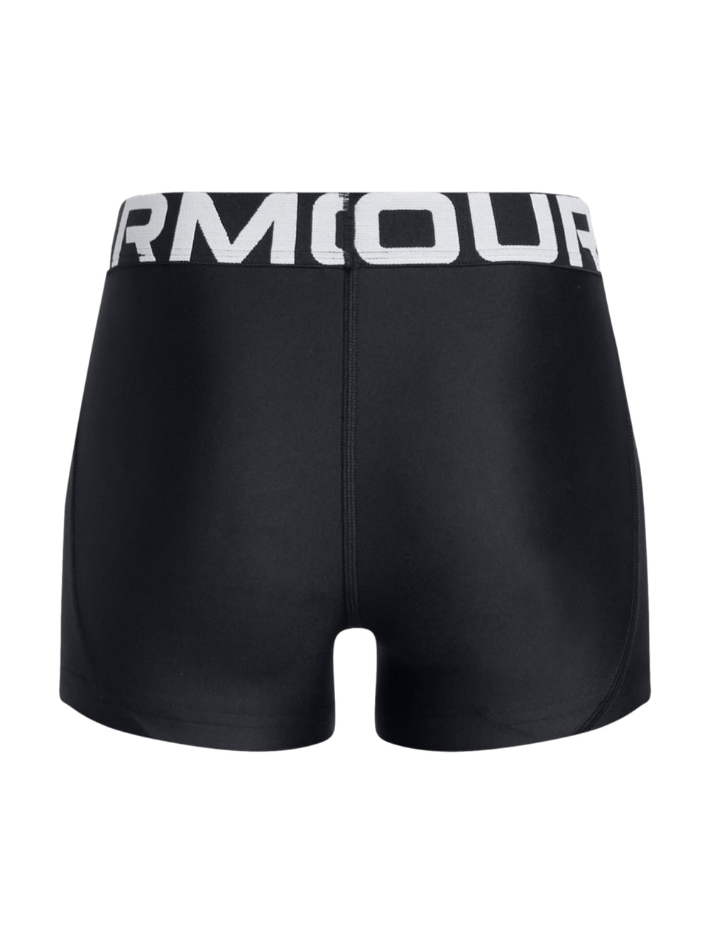 Shorts deportivos de compresión color negro con banda elástica blanca en la cintura.