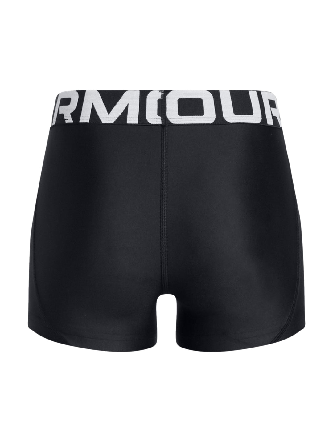Shorts deportivos de compresión color negro con banda elástica blanca en la cintura.