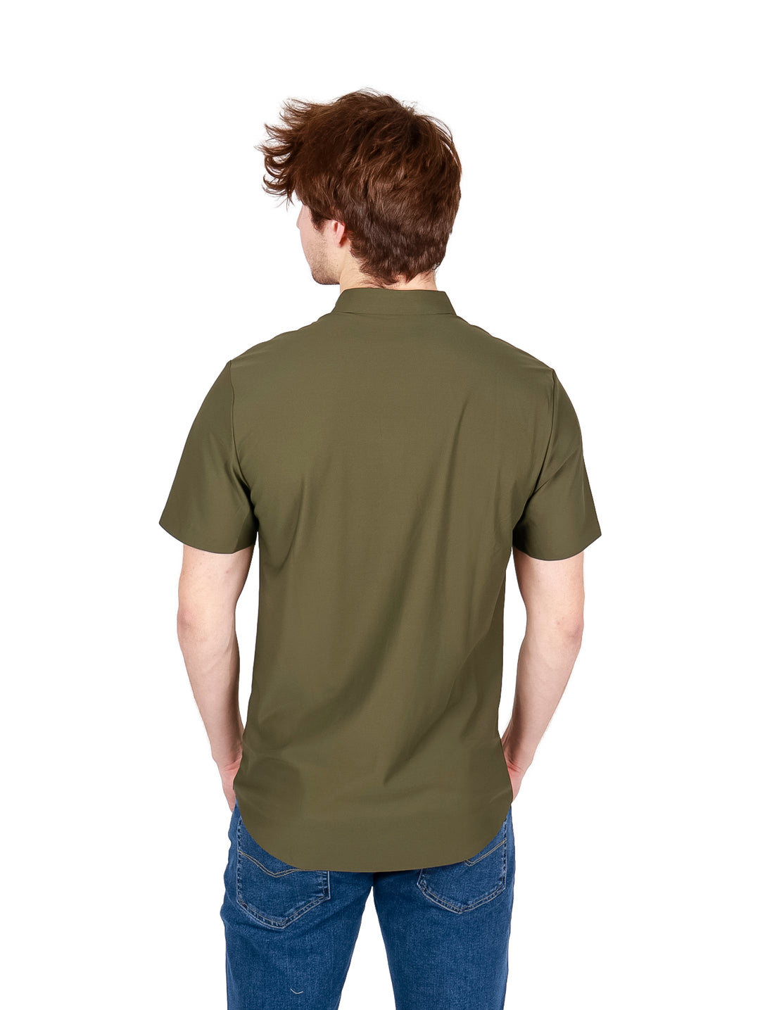 Camisa Bratto Manga Corta Verde Militar para Hombre