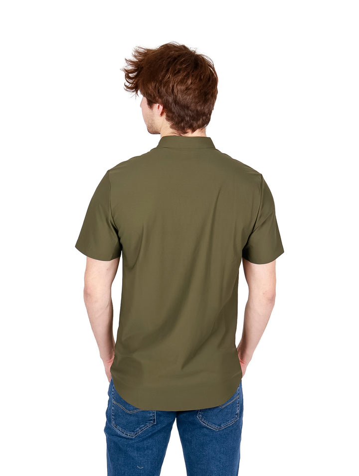 Camisa Bratto Manga Corta Verde Militar para Hombre