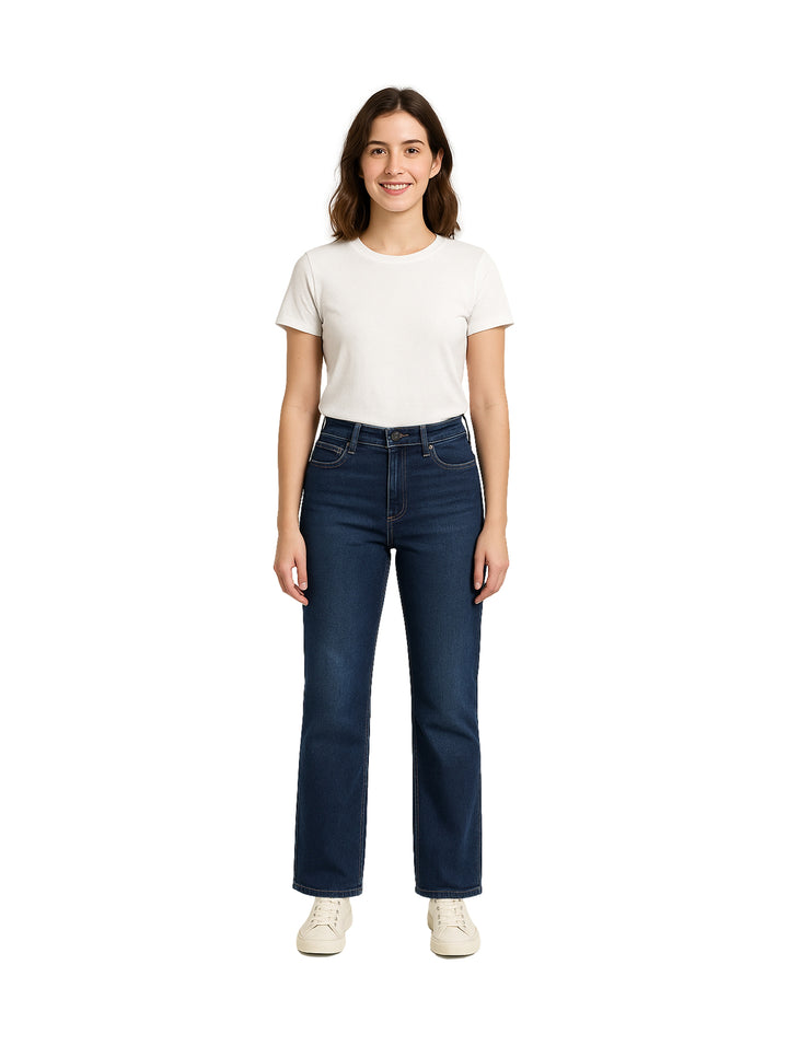 NYD Jeans Pantalones Rectos Azul Oscuro para Mujer