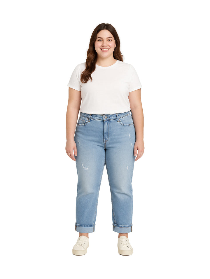 Pantalones NYD Jeans Straight Fit Azul Claro para Mujer