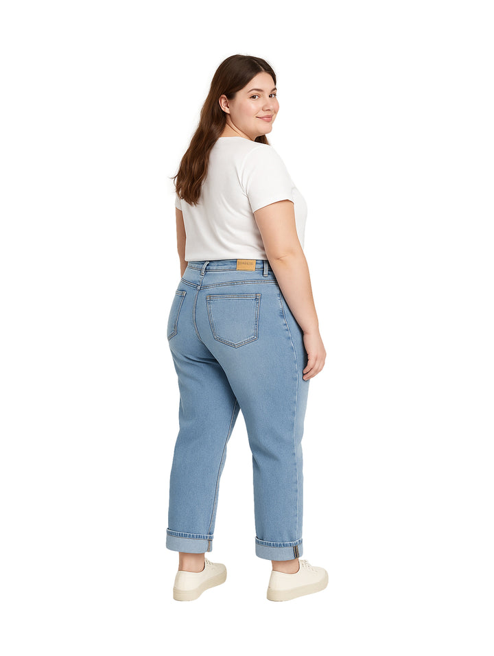 Pantalones NYD Jeans Straight Fit Azul Claro para Mujer