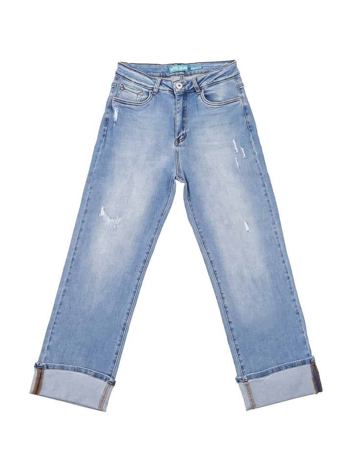 Pantalones NYD Jeans Straight Fit Azul Claro para Mujer