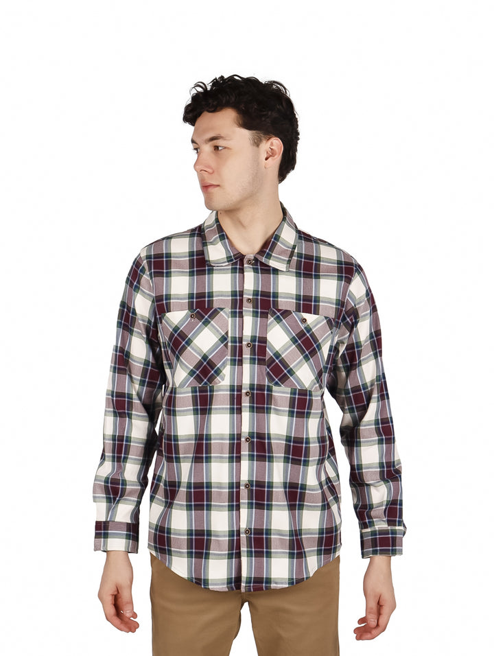 Camisa Authentic Lyon Cuadros Color Vino para Hombre