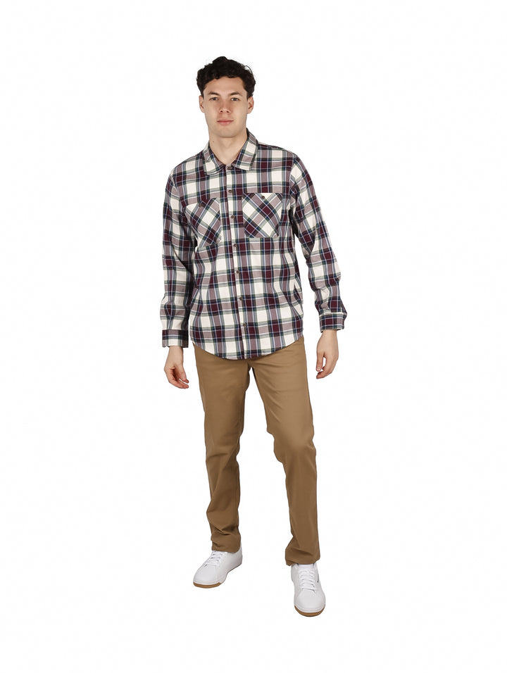 Camisa Authentic Lyon Cuadros Color Vino para Hombre