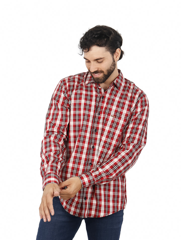 Camisa Lee a Cuadros Rojo y Blanco para Hombre