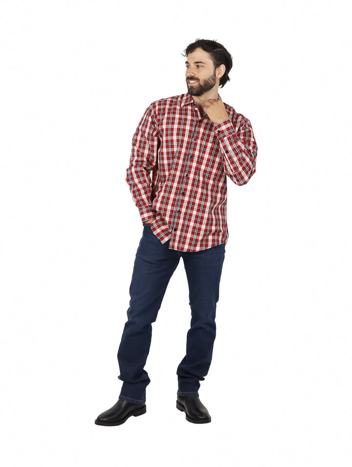 Camisa Lee a Cuadros Rojo y Blanco para Hombre