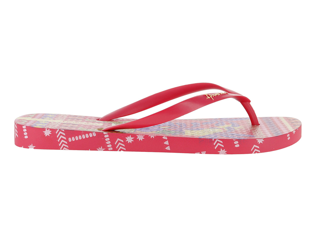 Sandalias flip-flop Ipanema color rosa con suela estampada en tonos rosa y blanco.