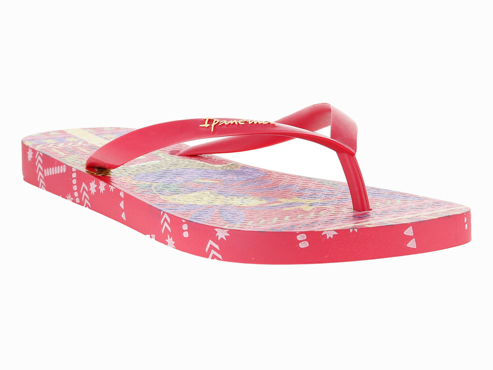 Sandalias flip-flop Ipanema color rosa con suela estampada en tonos rosa y blanco.