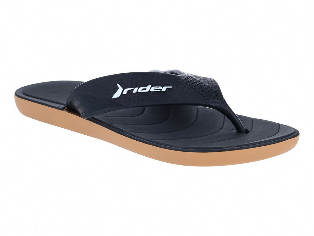 Sandalias Rider Pulse Thong de color negro con suela beige.