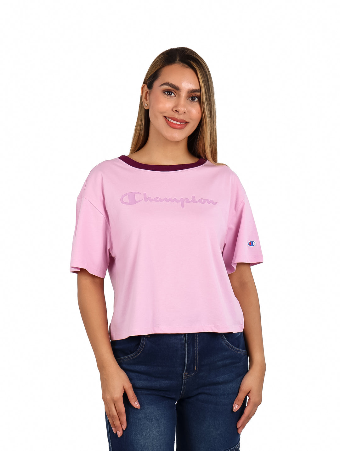 Playera Champion Script Color Rosa para Mujer