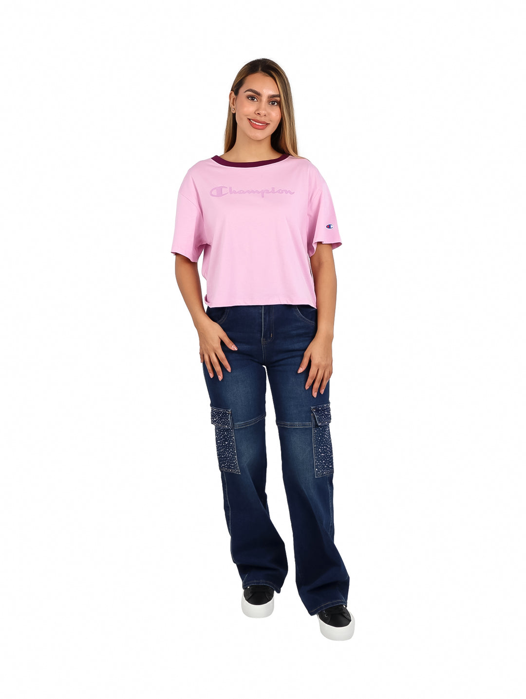 Playera Champion Script Color Rosa para Mujer