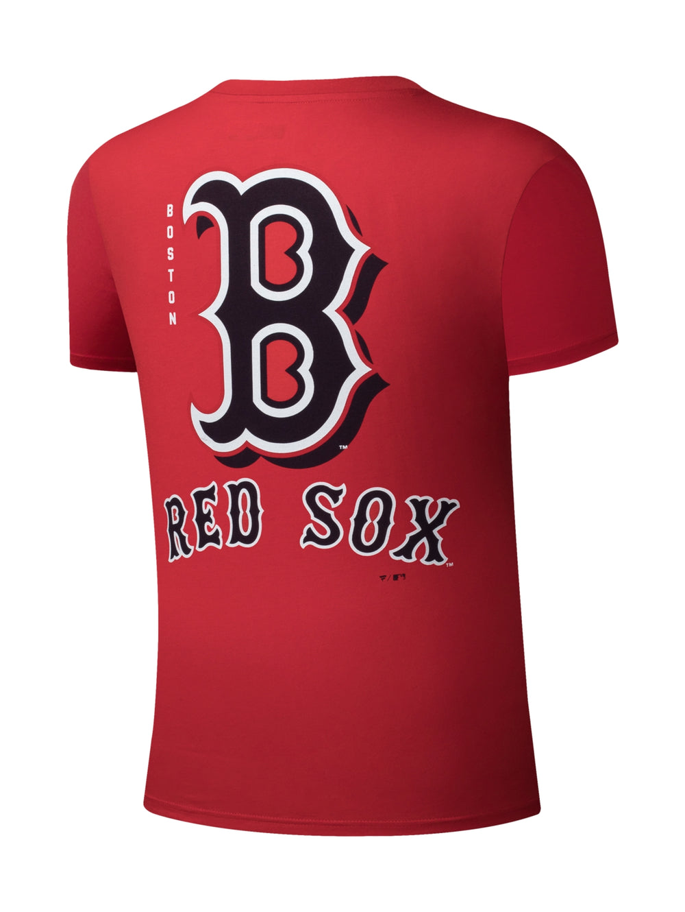 Camiseta roja de manga corta FEXPRO con logotipo de los Boston Red Sox en el pecho y etiqueta inferior.