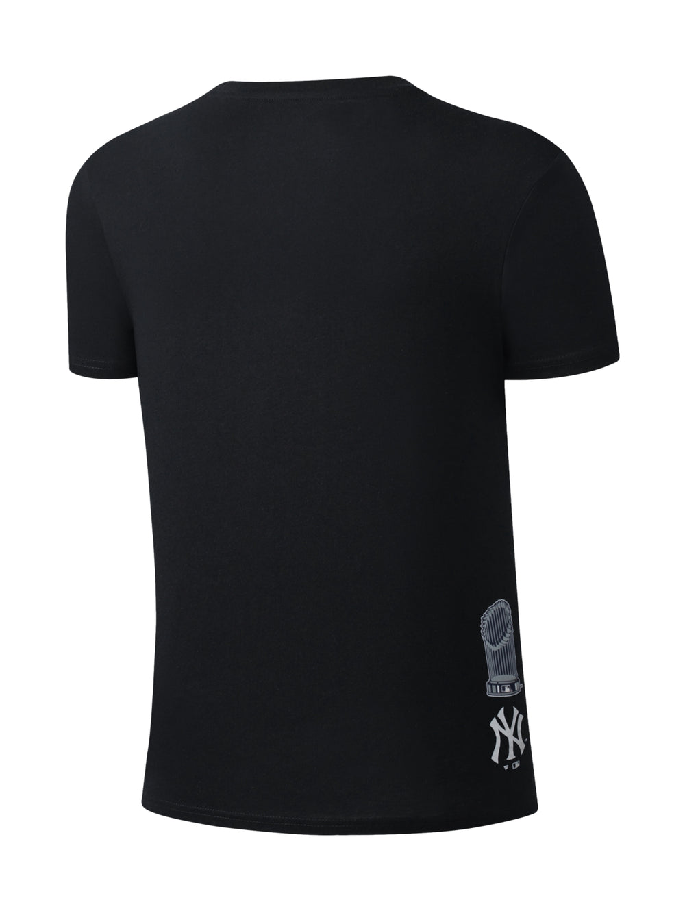 Camiseta negra de manga corta con estampado de los New York Yankees en color turquesa y blanco.