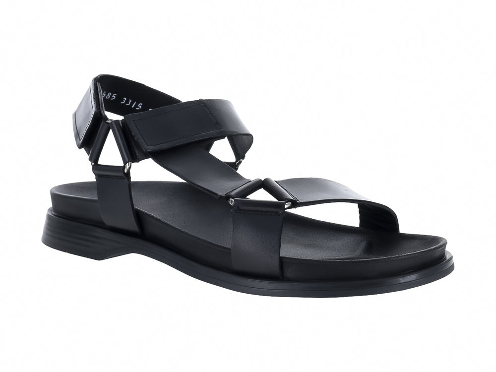 Sandalia GINO CHERRUTI color negro con plataforma y correas ajustables con hebillas.