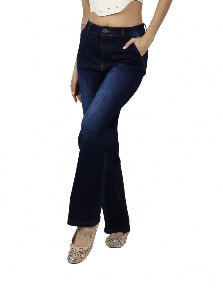 Jeans BE-LU Rectos Color Stone Oscuro para Mujer