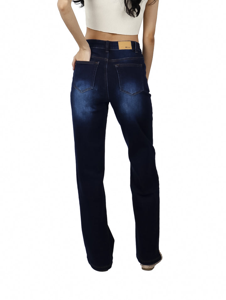 Jeans BE-LU Rectos Color Stone Oscuro para Mujer