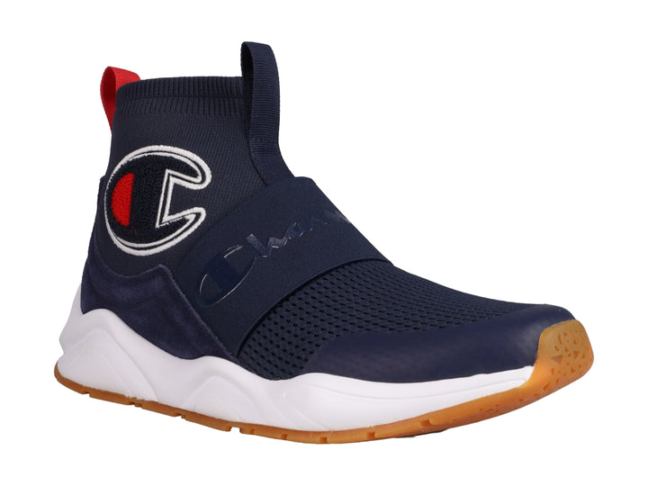 Tenis deportivos Champion Rally Pro en color azul marino con suela blanca y detalles en rojo y blanco.