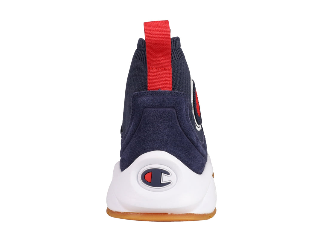Tenis deportivos Champion Rally Pro en color azul marino con suela blanca y detalles en rojo y blanco.