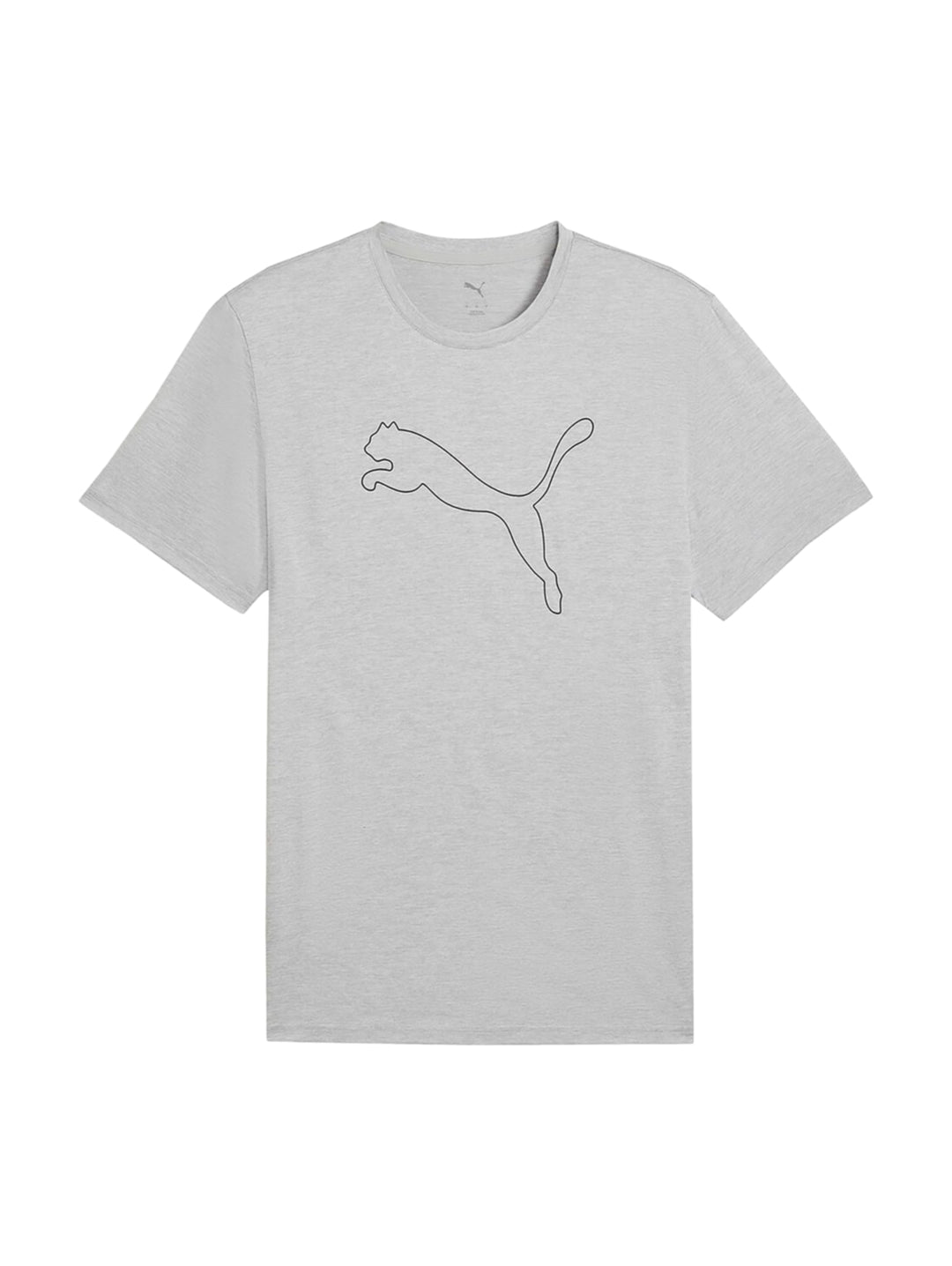 Camiseta PUMA de color gris claro con logo de gato delineado en el pecho.