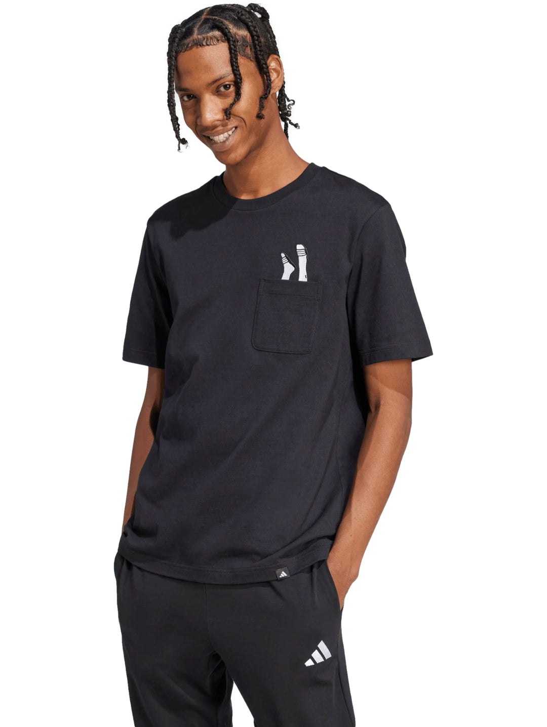 Playera Adidas Lounge Slides Graphic Pocket Negro para Hombre