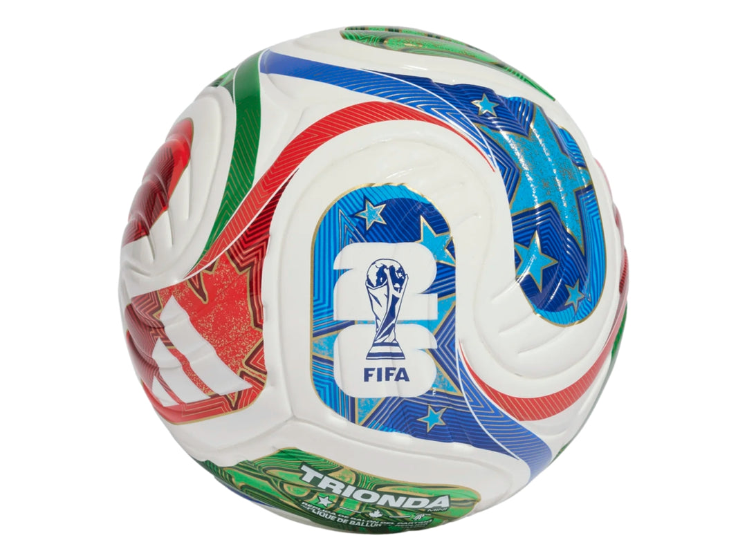 Balón mini de fútbol Adidas multicolor con logotipo de la Copa del Mundo FIFA.